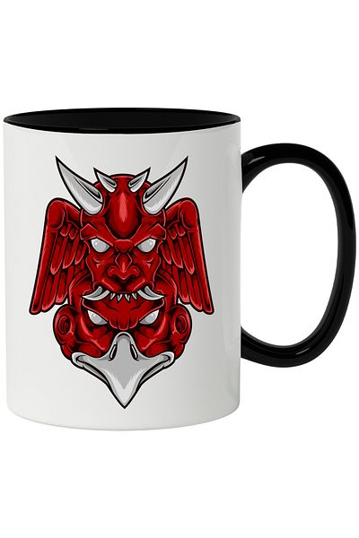 StoryGift Romania Mug With Totem, Devil, Bird, Monster, Wings, Horns, Multicolor 330 ml, Ceramics, With ,STG