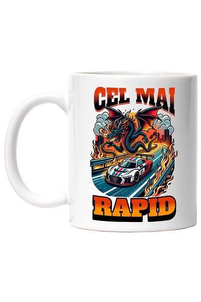StoryGift Romania Cana cel mai rapid masina pe sosea dragon in aer viteza, 330ml, Ceramic cu Mane, Cu ,STG