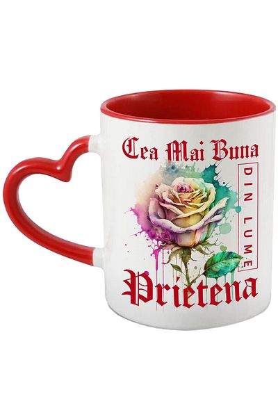 StoryGift Romania Mug With Text Best Friend, In The World, Flower, Colorful Rose, Water, With,STG