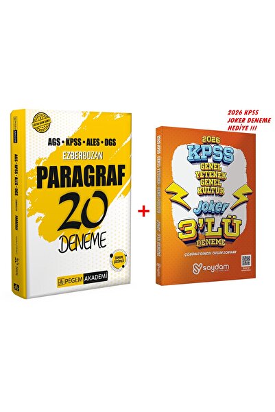 Pegem Akademi Yayıncılık KPSS 2026 ÖN LİSANS PEGEM PARAGRAF DENEME+JOKER DENE...