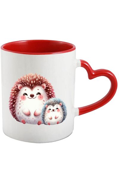 StoryGift Romania Mug with 2 cheerful hedgehogs | illustration | child | parent | thorns | family | protect, With ,STG