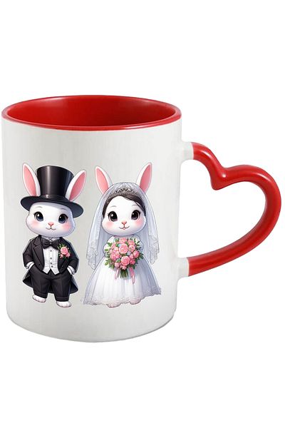 StoryGift Romania Mug with a bunny and a rabbit at the wedding | bride | white dress | son-in-law | co, Cu ,STG
