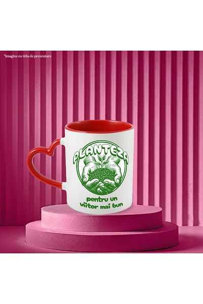 StoryGift Romania Hands Planting Fertilizer Pollution Mug, 330ml, Ceramic With Heart Handle Ro, With, left