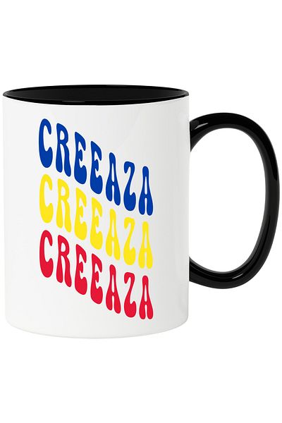 StoryGift Romania The Word Creates Mug, in the Colors of the Romanian Flag, Red, Yellow, Blue, T, With, STG