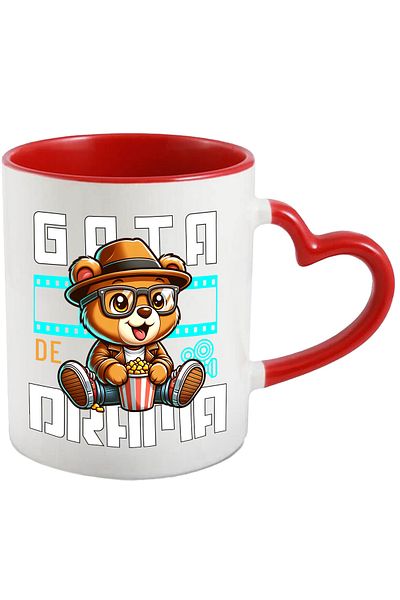 StoryGift Romania Teddy bear mug text ready for drama movie cinema, 330ml, Ceramic with Heart Handle, With,STG