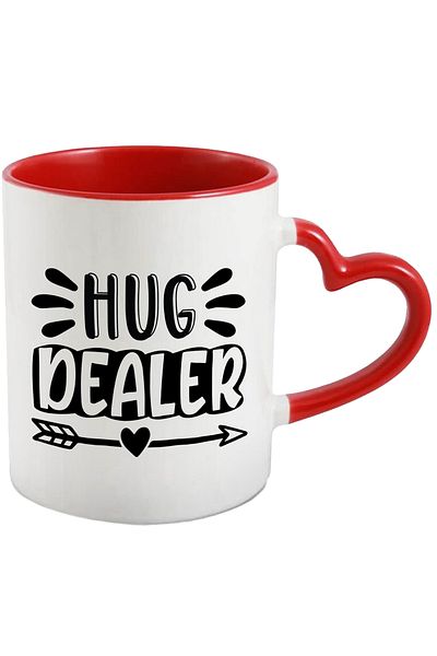StoryGift Romania Mug with heart and the text "Hug dealer" - hug dealer with Heart Handle, With, STG