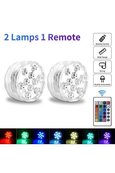 Choice 2 Lamps 1 Remote 10 Led Rgb Underwater Lights With Magnetic Suction Cups 16 Color Lights Fish Tank P
