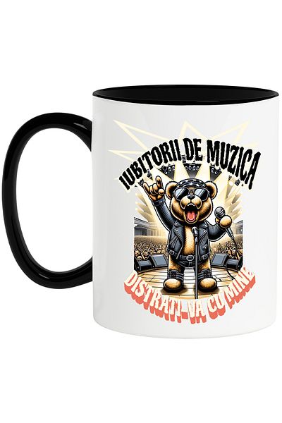 StoryGift Romania Mug bear on stage music lovers have fun with me party, 330ml, Wax, With,STG