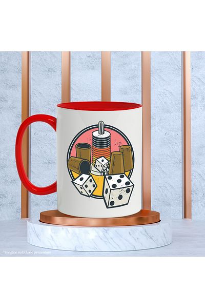 StoryGift Romania Dice Mug, Glasses, Tricks, Circle, Vintage, Multicolor 330 ml, Ceramic with M, With, STG