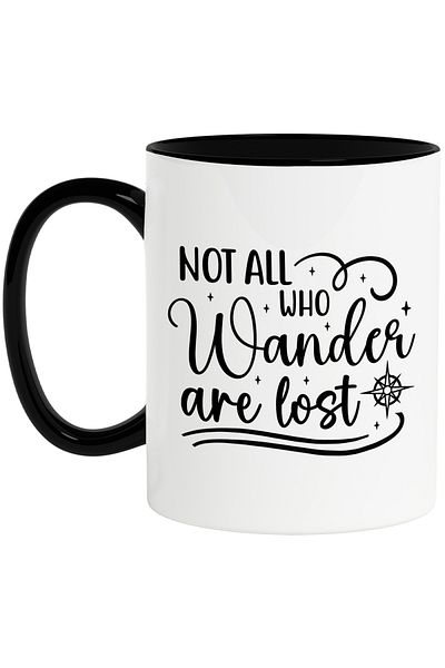 StoryGift Romania Mug with stars and the message "Not all who wander are lost" - adventure, with, STG