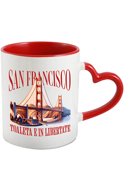 StoryGift Romania Cana Pod Rosu Text San Francisco Oras Mesaj Haios Toaleta E in Libertate, 330ml,, Cu ,STG