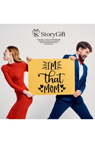 StoryGift Romania Sticker Autocolant 70CM Exterior cu inimioare pentru o mama buna si iubita , Vinyl Negru, 70 cm