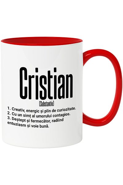 StoryGift Romania Mug With The Name Cristian, With Motivational Message, Creative, Energetic, Curious, Clever, With, STG