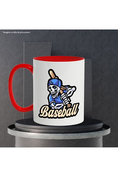 StoryGift Romania Baseball Mug, Bat, Skeleton, Cap, Equipment, Sport, Multicolor 330 ml, Ce, Cu, STG