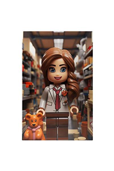 StoryGift Romania Tablou Canvas: Lego Femeie In Magazin Cu Parul Saten Si Och...