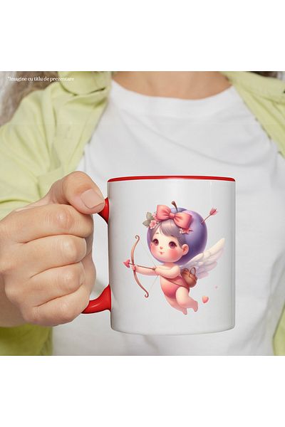 StoryGift Romania Mug with a baby Cupid shooting a bow | illustration | archery | a, With ,STG