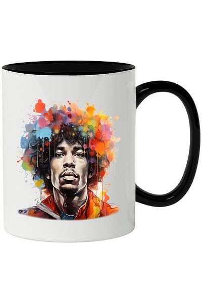 StoryGift Romania Mug With Jimi Hendrix, Celebrity, Singer, Guitarist, Multicolor 330 ml, Ceram, With ,STG