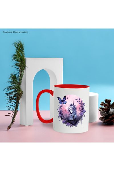 StoryGift Romania Mug with a beautiful woman, illustration, abstract, butterfly, flowers, kingdom, palace, , With ,STG