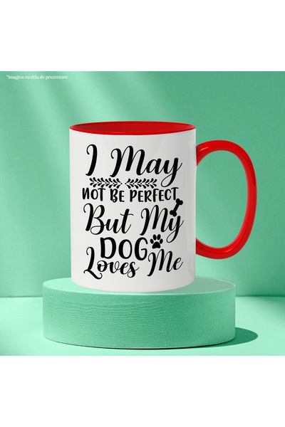 StoryGift Romania Mug for those who are loved by their dogs even if they are not perfect with Ma, Cu, STG.
