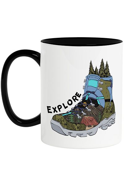 StoryGift Romania Mug with the message "Explore", travel, illustration, nature, explore, ice, arm, With ,STG
