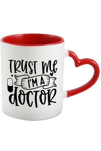StoryGift Romania Mug with message that says you can trust doctors with Heart Handle R, Cu, STG