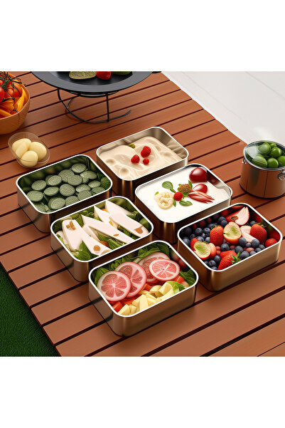 nextbuy Stainless Steel Single 1Pc Storage Container Storage Container Breakfast Bowl Plate Kitchen