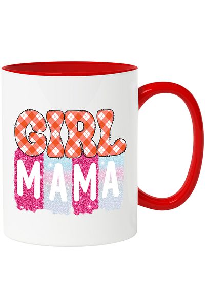 StoryGift Romania Mug with the message "Girl Mama", mother's face, illustration, mother, maternal love, affection, With ,STG
