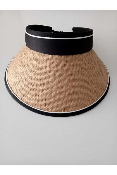 S&D ÇARŞİ Women's Sunscreen Straw Visor Hat - Back Adjustable