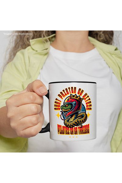 StoryGift Romania Mug snake king with motorcycle helmet I drive to live, 330ml, Ceramica cu Mane, Cu,STG