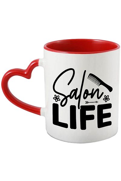 StoryGift Romania Mug for women who work in a salon - life flowers with Heart Handle, With,STG.