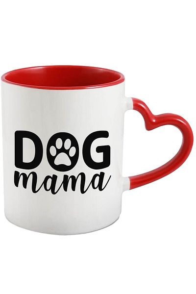StoryGift Romania Paw mug for a dog breeder mother - affection with Red Heart Handle, With, STG.