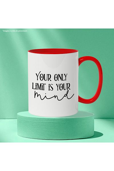 StoryGift Romania Mug with the text "Your only limit is your mind" with Red Handle, With Red Handle STG,S,STG