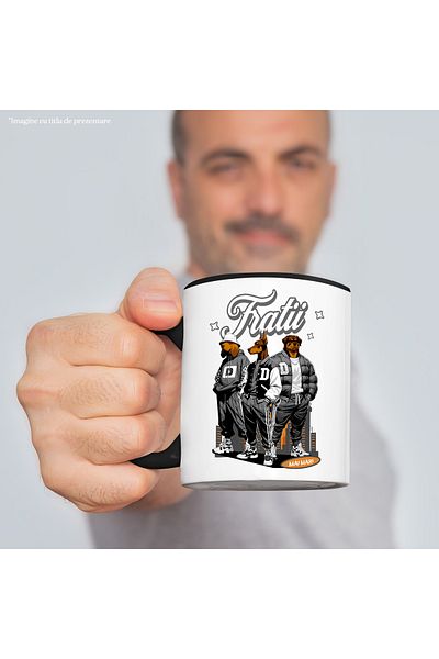 StoryGift Romania Mug three older brothers family love men, 330ml, Ceramic with Black Handle, With M,STG