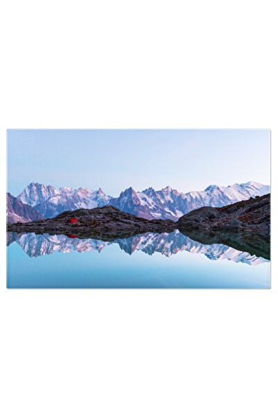 StoryGift Romania Tablou Canvas 120 x 80CM Peisaj Lac Blanc cu Cort Rosu, munte, natura, calatorie, p,STG