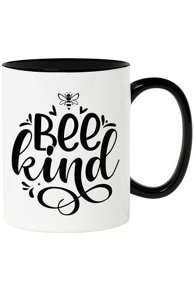 StoryGift Romania Mug with hearts and bees and the text "Bee kind" - be kind, help the world with Handle, With, STG