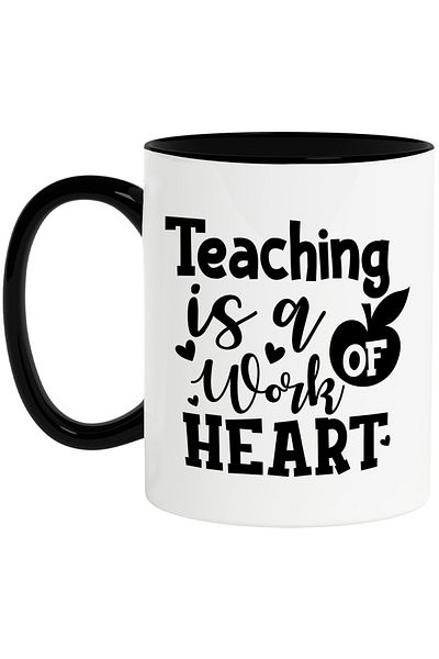 StoryGift Romania Mug with hearts and the message "Teaching is a work of heart" - teaching/learning, With,STG.