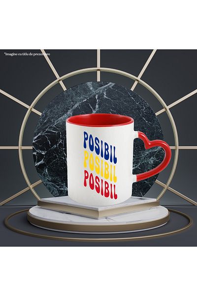 StoryGift Romania The Word Possible Mug, in the Colors of the Romanian Flag, Red, Yellow, Blue, T, Cu, STG.