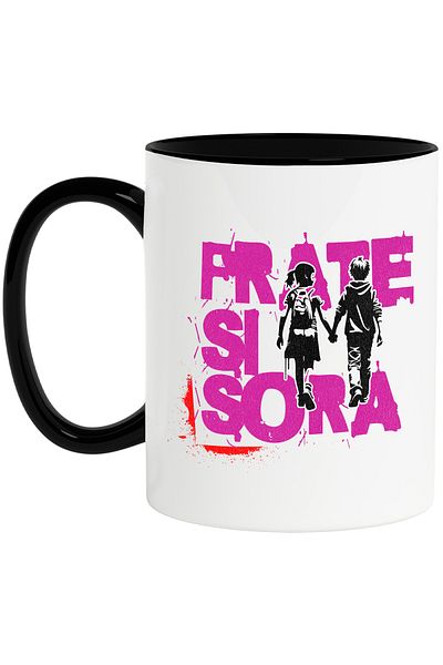 StoryGift Romania Mug Brother and sister family friends for life love, 330ml, Ceramic with Handle Ne, Cu, STG