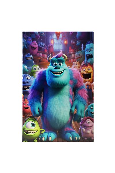 StoryGift Romania Tablou Canvas: Monster Inc, Mike Înconjurat De Prieteni - Scene Din Desene Animate Cu Personaj