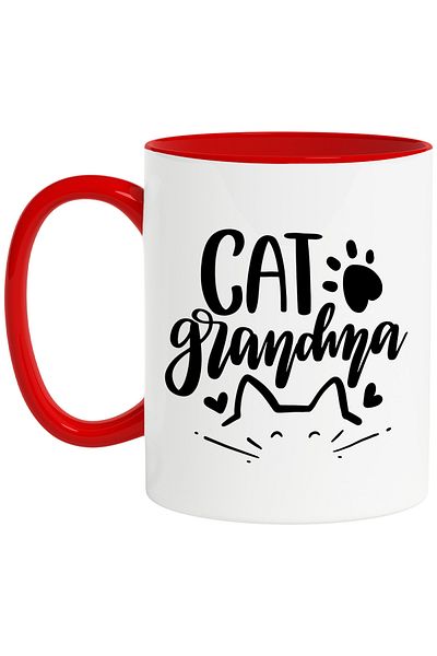 StoryGift Romania Heart mug for a grandma who raises cats - affection with Red Handle, With ,STG