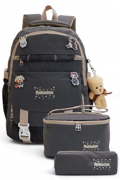 Kidessa Relaxion 2144-1396 Korean Style Unisex Children's Triple Set Primary School Backpack
