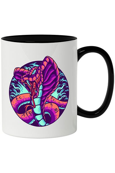 StoryGift Romania Mug With Cobra, Snake, Abstract Illustration, Flames, Fangs, Multicolor 330 ml, C, Cu,STG