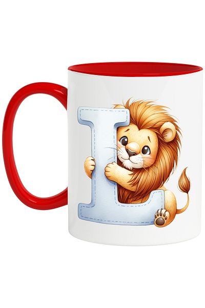 StoryGift Romania Mug with a lion with the letter "L", illustration, for children, school, student, alphabet, a, With, STG