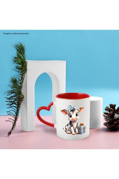 StoryGift Romania Cana Cu O Vacuta Surprinsa Care Are Un Cadou | A Fost Cuminte | A Primit Un Dar , Cu ,stg