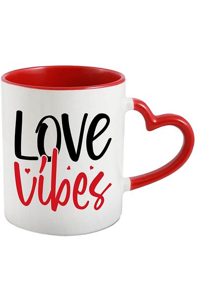 StoryGift Romania Mug with hearts and the text in English "Love vibes" - vibrations of love, With ,STG.