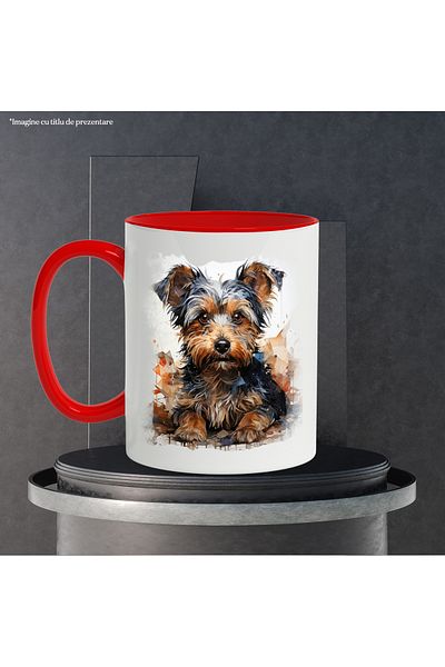 StoryGift Romania Mug With Puppy, Breed, Yorkshire Terrier, Animal Illustration, Multicolor 330 ml, , With ,STG