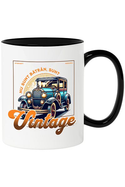 StoryGift Romania Mug I'm not old I'm vintage classic car, 330ml, Ceramic with Black Handle, With, STG