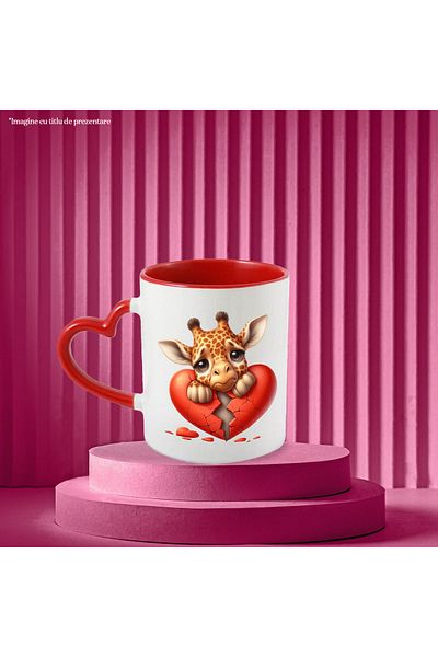 StoryGift Romania Mug with a giraffe that is sad, illustration, broken heart, heartbreak, disappointment, , With ,STG