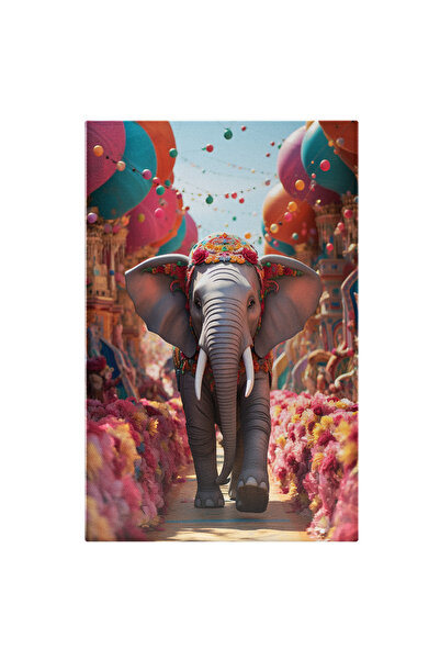 StoryGift Romania Tablou Canvas: Elefant Care Merge Prin Cararea Plina De Flo...