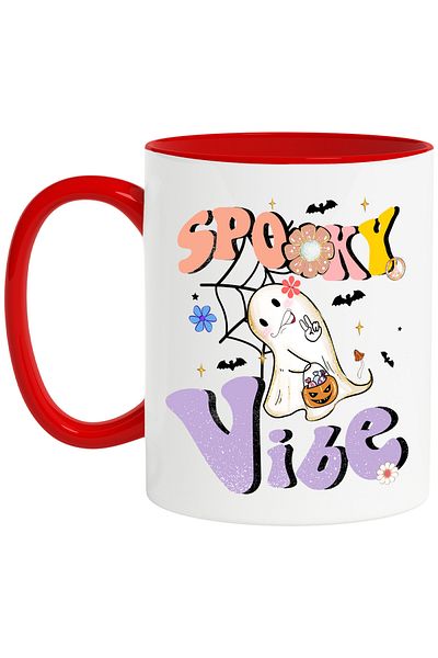 StoryGift Romania Mug with the message "Spooky vibe", illustration, Halloween, holiday, October, em, With ,STG